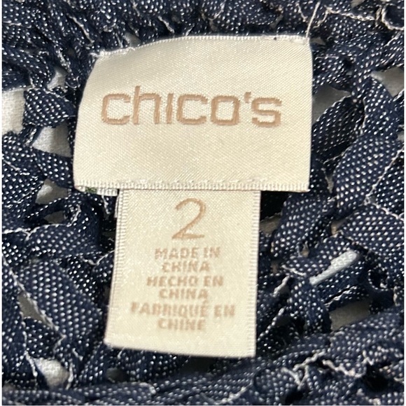 Chico’s Open Ribbon Weave Blue Tunic Sweater Size 2 Large - Picture 10 of 10
